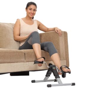 Foldable Pedal Exerciser Mini Exercise Bike with Digital Display, Adjustable Resistance & Anti-Slip Foot Pedals – Under Desk Fitness Cycle for Legs & Arms Workout, Home Physiotherapy & Rehabilitation