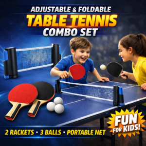 Adjustable & Foldable Table Tennis Combo Set with Net – 2 Rackets & 3 Balls for Kids & Family Indoor Game