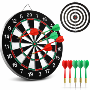 Dart Board Game Set with Steel Tip Darts | Wall-Mounted Standard Dartboard for Adults & Kids | Complete Family Fun Target Game & Accessories