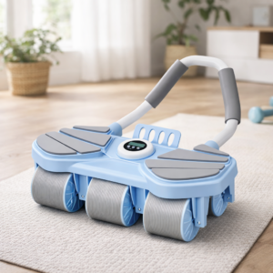 6-Wheel Automatic Rebound Ab Roller with Elbow Support & Built-in Timer – Heavy Duty Core & Abs Trainer for Home Gym Workout