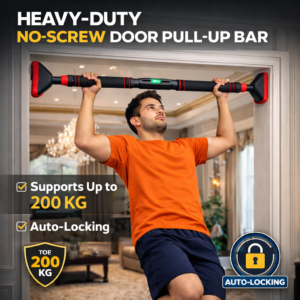 🏋️‍♂️ Heavy-Duty No-Screw Door Pull-Up Bar– Supports Up to 200 KG | Auto-Locking | Home Gym Equipment