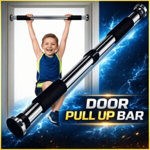 Adjustable Doorway Pull Up Bar | Heavy Duty Steel Chin Up Bar for Home Gym & Full Body Workout