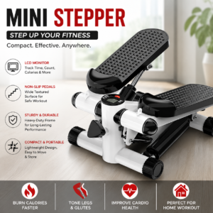 Mini Stepper Exercise Machine with LCD Monitor – Portable Stair Stepper for Home Workout, Cardio Fitness, Leg Toning & Weight Loss