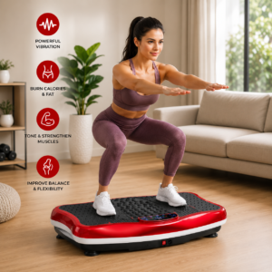 Deluxe Body Slimming Vibration Plate Exercise Machine – Full Body Fitness Platform with Remote Control & Resistance Bands for Weight Loss & Muscle Toning