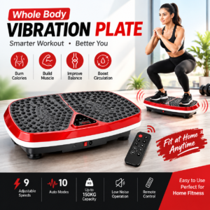 Deluxe Body Slimming Vibration Plate Exercise Machine – Full Body Fitness Platform with Remote Control & Resistance Bands for Weight Loss & Muscle Toning