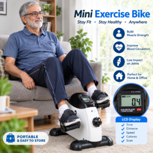 Portable Mini Pedal Exercise Bike with LCD Display – Under Desk Bike for Home & Office, Adjustable Resistance Pedal Exerciser